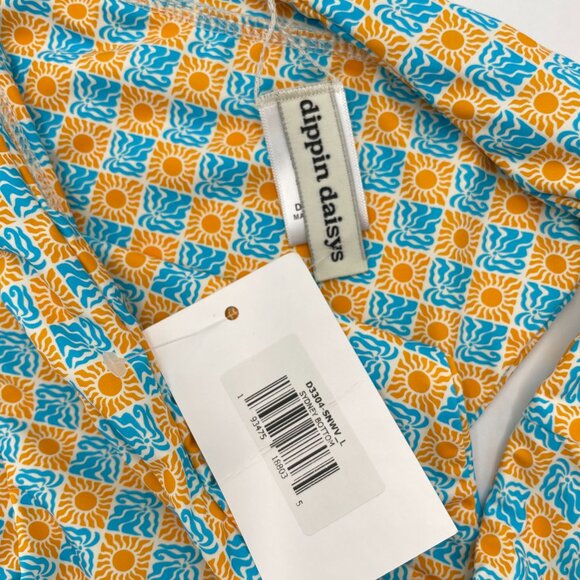 NWT Dippin Daisys Sydney Cheeky Bikini Bottom Sz Large Geometric Suns and Waves - Picture 9 of 16